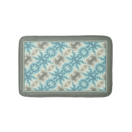 Abstraktes blaues, graues Schneeflockenmuster mit  Badematte