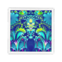 Abstraktes blaues grün symmetrisches Fraktal