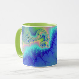 Abstraktes blaues grünes Küstenland-Fraktal Tasse