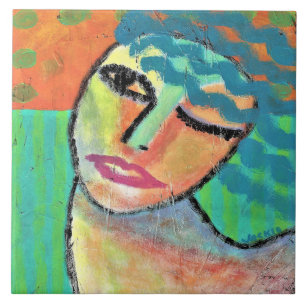 Abstraktes blaues Haar auf OSB-Keramik-Tile Fliese