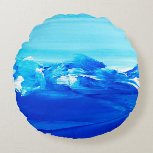 Abstraktes blaues Kunstmalerei-Hintergrundbild. Mo Rundes Kissen