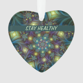 Abstraktes, blaues lila Fraktal Eigener Text Ornament