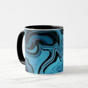 Abstraktes blaues Marmorwellen-Design Tasse