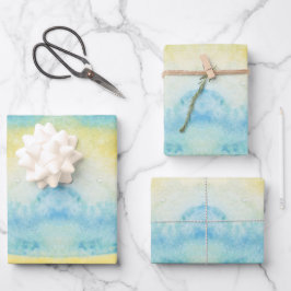 Abstraktes blaues Meer und gelbe Sonne  Geschenkpapier Set