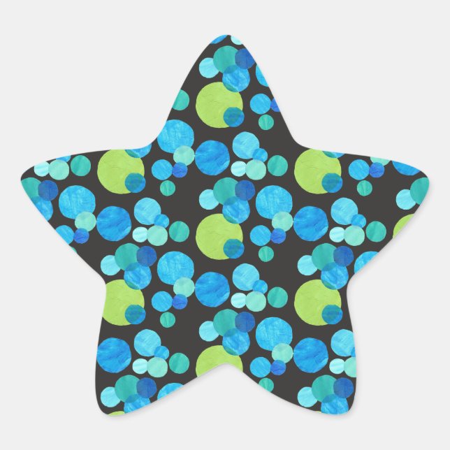 Abstraktes blaues Mondmuster Stern-Aufkleber (Vorderseite)