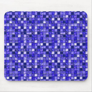 Abstraktes blaues Mosaikdesign mit leuchtenden Tex Mousepad
