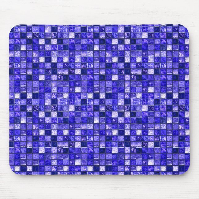 Abstraktes blaues Mosaikdesign mit leuchtenden Tex Mousepad (Vorne)