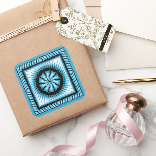 Abstraktes blaues Muster vertauschen Quadratischer Aufkleber (Schenken)