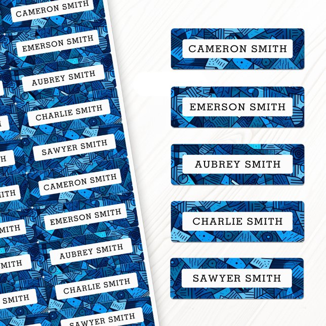 Abstraktes blaues Muster, wasserdichte Bezeichnung Etiketten (Abstract blue pattern waterproof name label)