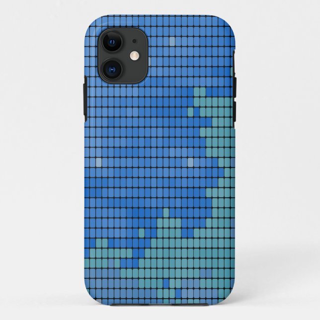 Abstraktes blaues Quadrat-Muster Case-Mate iPhone Hülle (Rückseite)