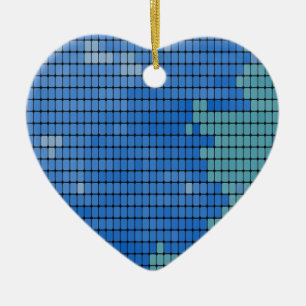 Abstraktes blaues Quadrat-Muster Keramik Ornament