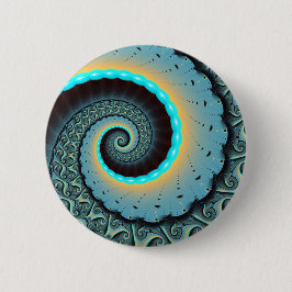 Abstraktes blaues Türkis Orange Fraktal Button