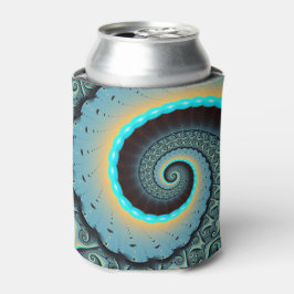 Abstraktes blaues Türkis Orange Fraktal Dosenkühler