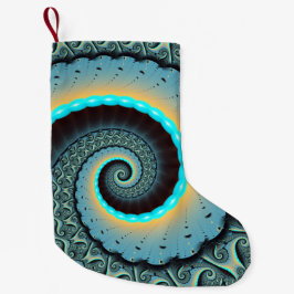 Abstraktes blaues Türkis Orange Fraktal Kleiner Weihnachtsstrumpf
