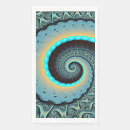 Abstraktes blaues Türkis Orange Fraktal Serviette