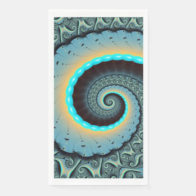 Abstraktes blaues Türkis Orange Fraktal Serviette (Vorderseite)