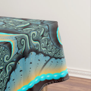 Abstraktes blaues Türkis Orange Fraktal Tischdecke