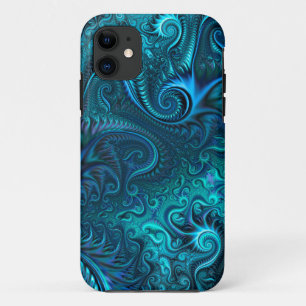 Abstraktes blaues und Aquamarines Spiralmuster Case-Mate iPhone Hülle
