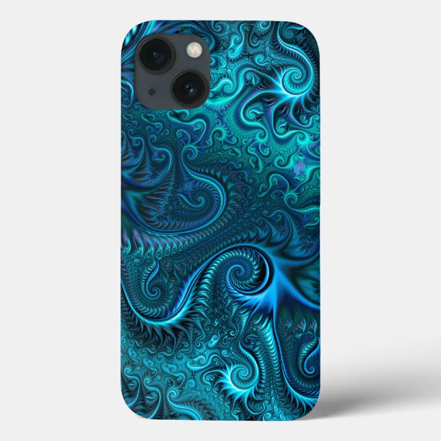 Abstraktes blaues und Aquamarines Spiralmuster Case-Mate iPhone Hülle (Rückseite)
