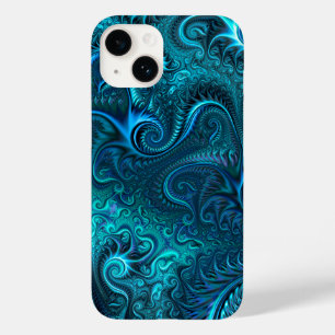 Abstraktes blaues und Aquamarines Spiralmuster Case-Mate iPhone 14 Hülle