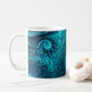 Abstraktes blaues und Aquamarines Spiralmuster Kaffeetasse