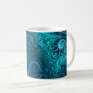 Abstraktes blaues und Aquamarines Spiralmuster Kaffeetasse