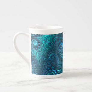 Abstraktes blaues und Aquamarines Spiralmuster Prozellantasse