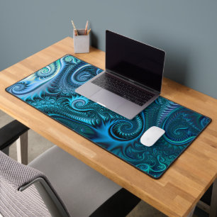 Abstraktes blaues und Aquamarines Spiralmuster Schreibtischunterlage
