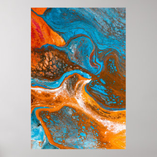 Abstraktes blaues und braunes Bild Poster