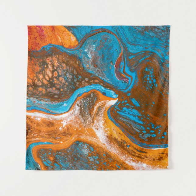 Abstraktes blaues und braunes Bild Wandteppich (Vorderseite)