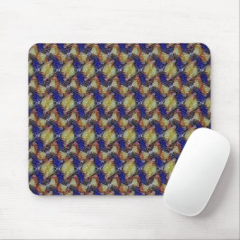 Abstraktes blaues und goldenes Wellen geometrische Mousepad
