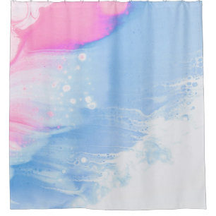 Abstraktes, blaues und rosa Bild Duschvorhang