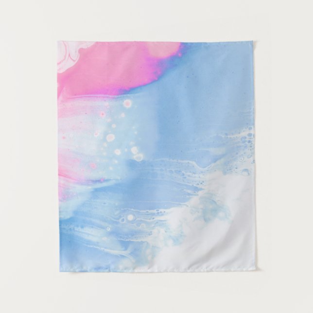 Abstraktes, blaues und rosa Bild Wandteppich (Vorderseite)