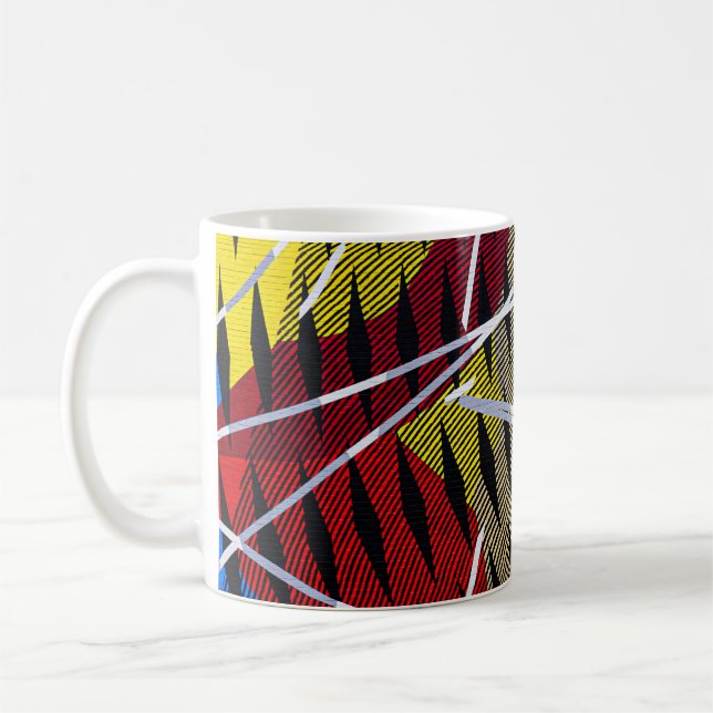 Abstraktes blaues und weißes Bild Kaffeetasse (Links)