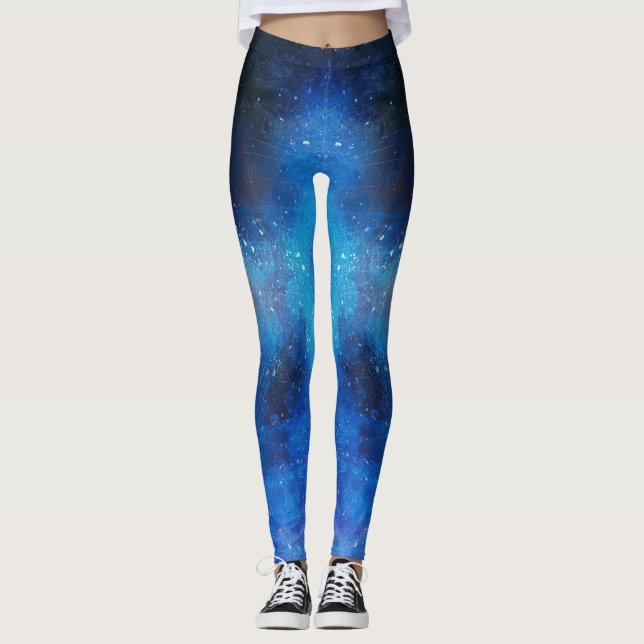 Abstraktes blaues Wasser Leggings (Vorderseite)