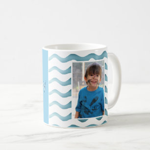 Abstraktes Blaues Wellen-Jungen-Glücklicher-Geburt Kaffeetasse