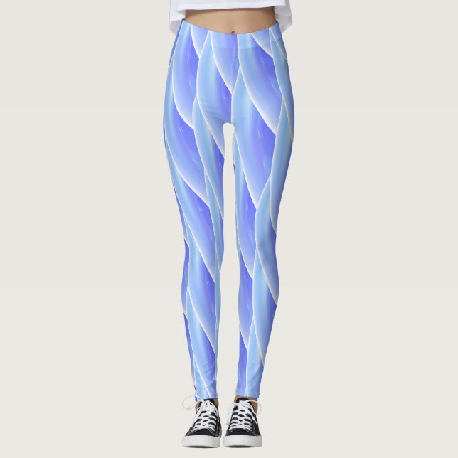 Abstraktes blaues Wellenmuster #4 Leggings (Vorderseite)