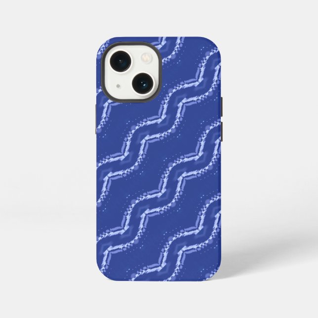 Abstraktes blaues Wellenmuster iPhone Hülle (Rückseite)