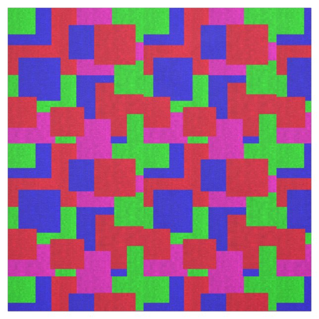 Abstraktes Blockmuster mit blaugrün rosa Mosaik, Stoff (Muster)