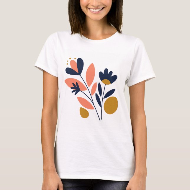 Abstraktes Blossom Chic T-Shirt (Vorderseite)