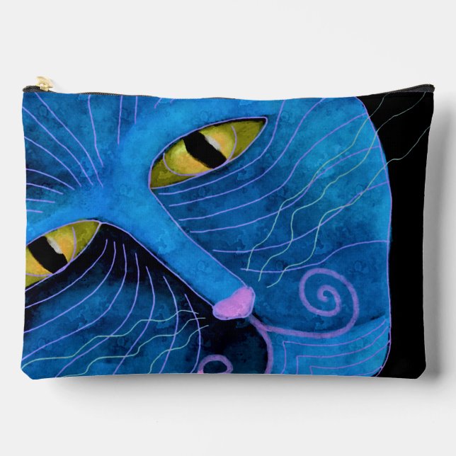 Abstraktes Blue Cat Face Zubehörtasche (Vorderseite)