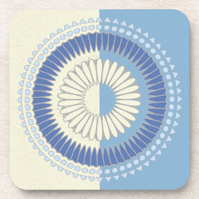 Abstraktes Blue & Cream Circle Design Getränkeuntersetzer (Vorderseite)
