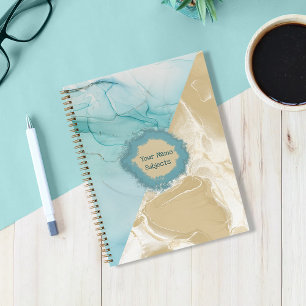 Abstraktes Blue-Gold-Alkoholink-Notebook Notizbuch