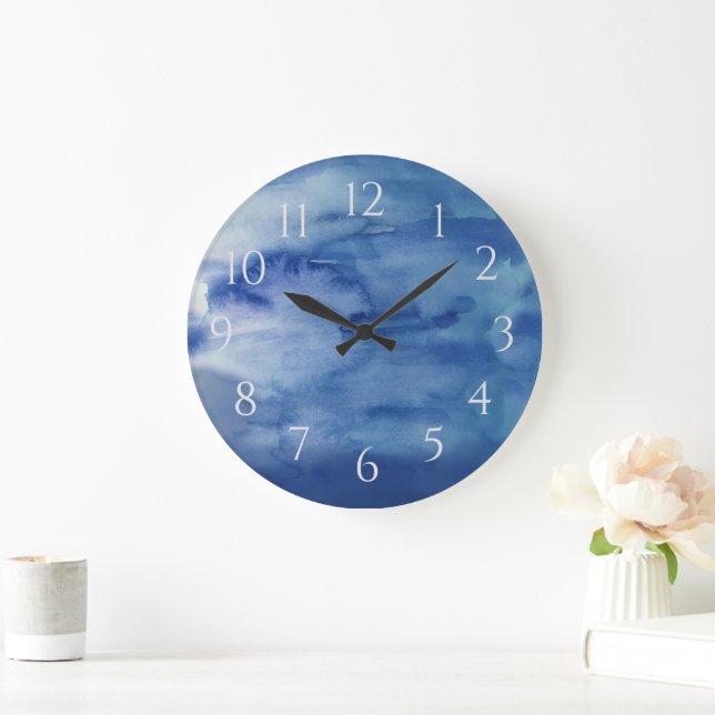 Abstraktes Blue Water Beach Dekor große Uhr (Zuhause)