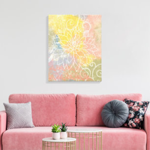 Abstraktes Blumen-Mixed-Media-Werk Leinwanddruck