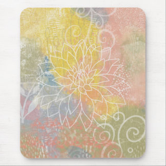 Abstraktes Blumen-Mixed-Media-Werk Mousepad