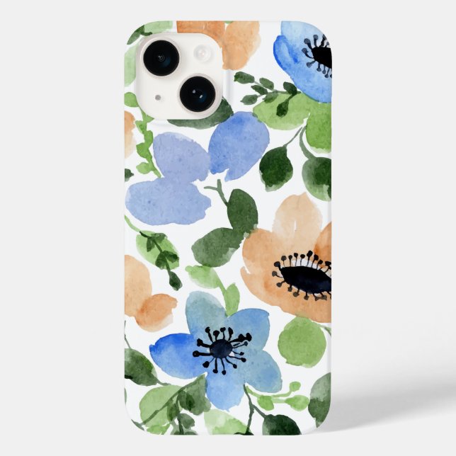 Abstraktes Blumenblau, Blüte, grünes Wasser Case-Mate iPhone Hülle (Rückseite)
