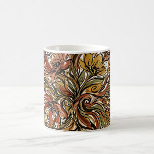 Abstraktes Blumenbouquet Erdtöne Tinte Kaffeetasse