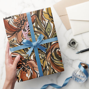 Abstraktes Blumenbouquet in Erdtönen - Geschenkpap Geschenkpapier