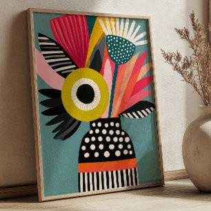 Abstraktes Blumenbouquet Vasen Farbige Florale Kun Poster